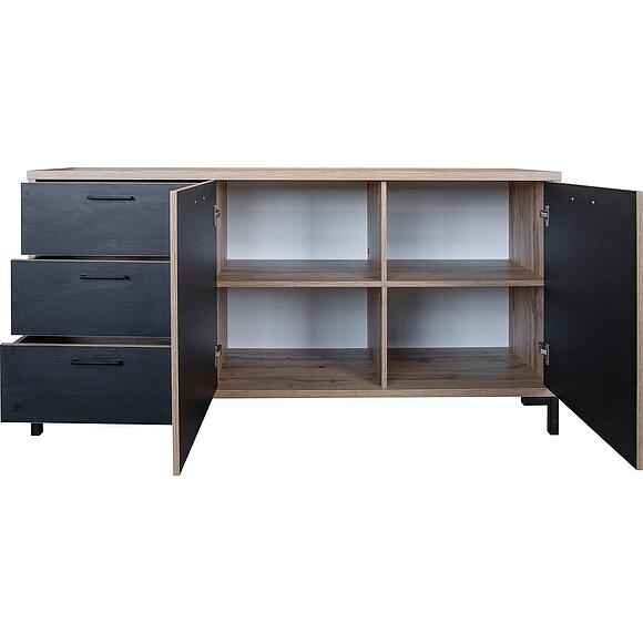 Тумба «Блэквуд Лофт» П3.0556.0.07, Основной материал: ЛДСП, Цвет: Дуб Вотан + чёрный