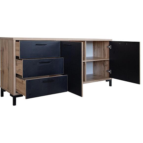 Тумба «Блэквуд Лофт» П3.0556.0.07, Основной материал: ЛДСП, Цвет: Дуб Вотан + чёрный