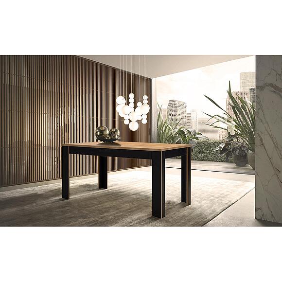 Стол обеденный «Блэквуд Лофт» П3.0556.4.12, Основной материал: ЛДСП, Цвет: Дуб Вотан + чёрный (Blekvud_P556-12_dub-votan_cherniy.jpg) Стол обеденный «Блэквуд Лофт» П3.0556.4.12, Основной материал: ЛДСП, Цвет: Дуб Вотан + чёрный