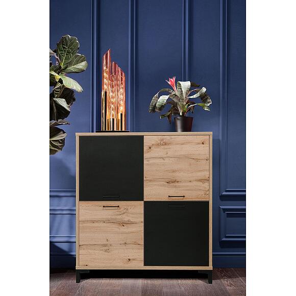 Тумба «Блэквуд Лофт» П3.0556.0.05, Основной материал: ЛДСП, Цвет: Дуб Вотан + чёрный