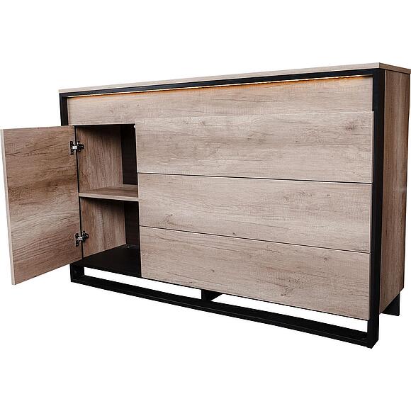 Комод «Каньон Лофт» П3.0561.0.01/21, Основной материал: ЛДСП, Цвет: Дуб Каньон+чёрный