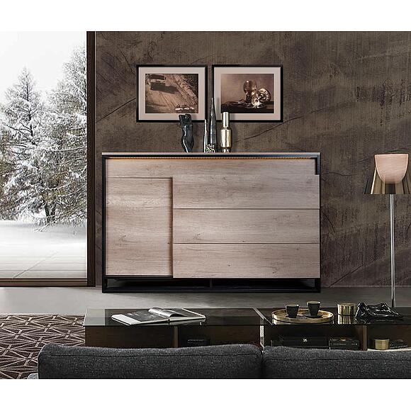 Комод «Каньон Лофт» П3.0561.0.01/21, Основной материал: ЛДСП, Цвет: Дуб Каньон+чёрный