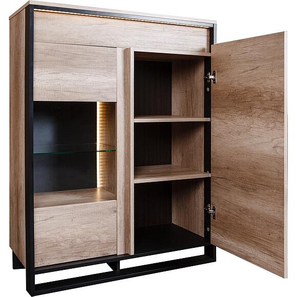 Тумба с витриной «Каньон Лофт» П3.0561.0.09/29, Основной материал: ЛДСП, Цвет: Дуб Каньон+чёрный