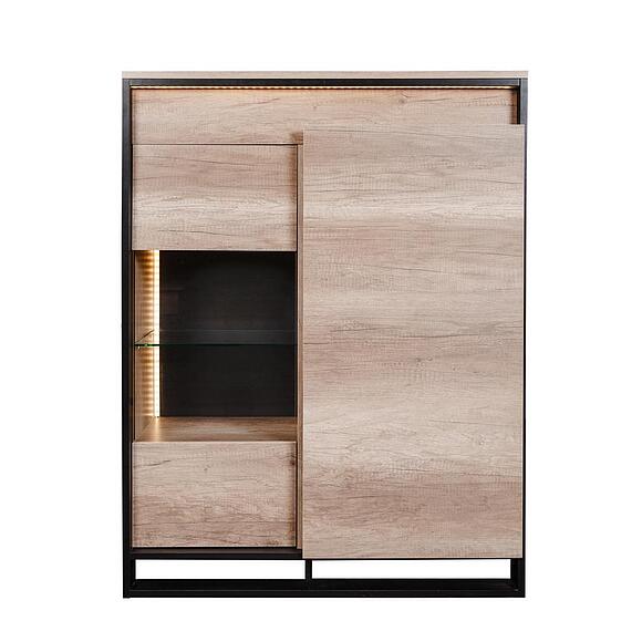 Тумба с витриной «Каньон Лофт» П3.0561.0.09/29, Основной материал: ЛДСП, Цвет: Дуб Каньон+чёрный