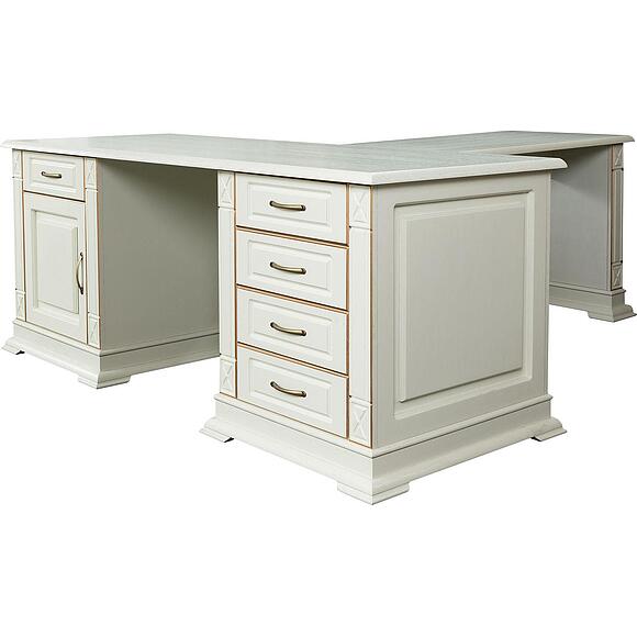 Стол письменный «Верди Классик» П3.0487.2.08, Основной материал: массив дуба, Цвет: Слоновая кость с золочением