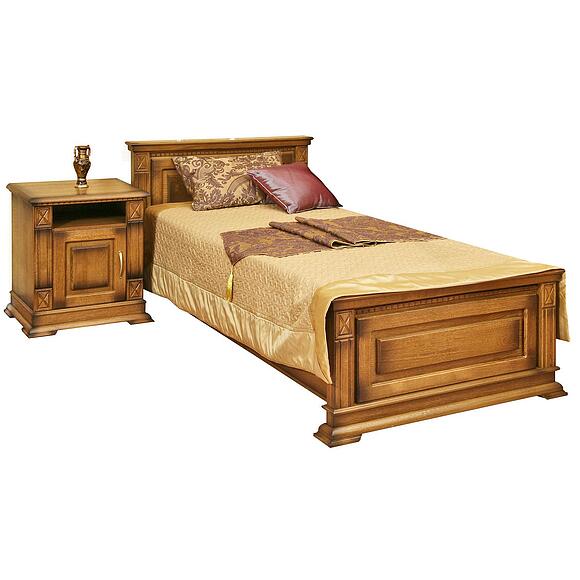 Кровать одинарная «Верди Классик» с высоким изножьем, Основной материал: массив дуба, Цвет: Дуб рустикаль с патинированием, Механизм трансформации: без механизма, Спальное место: 2000x800 мм, Размер: 2187×974×851