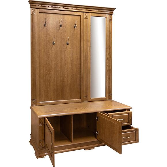 Тумба с вешалкой и зеркалом «Верди Классик» П3.0487.3.04, Основной материал: массив дуба, Цвет: Дуб рустикаль (Veshalka_Verdi_Lux_P433-04z_dyb_rystikal_.jpg) Тумба с вешалкой и зеркалом «Верди Классик» П3.0487.3.04, Основной материал: массив дуба, Цвет: Дуб рустикаль