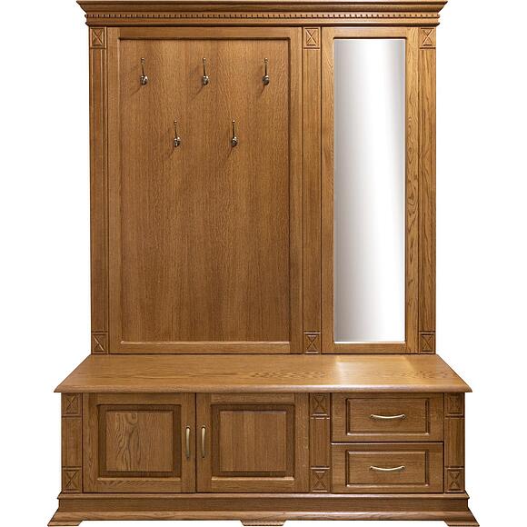 Тумба с вешалкой и зеркалом «Верди Классик» П3.0487.3.04, Основной материал: массив дуба, Цвет: Дуб рустикаль (Veshalka_Verdi_Lux_P433-04z_dyb_rystikal__.jpg) Тумба с вешалкой и зеркалом «Верди Классик» П3.0487.3.04, Основной материал: массив дуба, Цвет: Дуб рустикаль