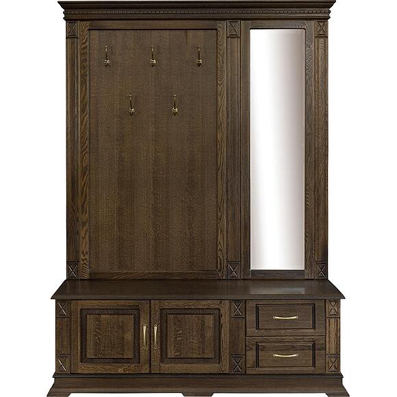 Тумба с вешалкой и зеркалом «Верди Классик» П3.0487.3.04, Основной материал: массив дуба, Цвет: Венге (Veshalka_Verdi_Luks_P433-04z_veng-.jpg) Тумба с вешалкой и зеркалом «Верди Классик» П3.0487.3.04, Основной материал: массив дуба, Цвет: Венге