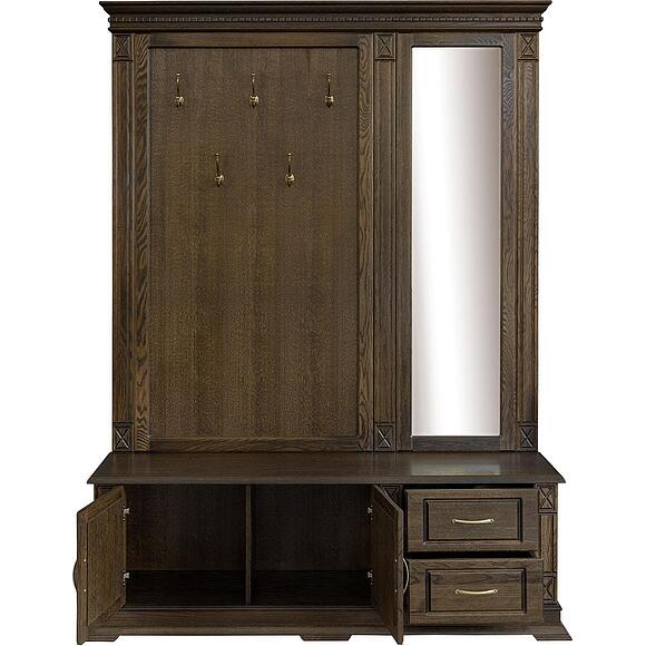 Тумба с вешалкой и зеркалом «Верди Классик» П3.0487.3.04, Основной материал: массив дуба, Цвет: Венге (Veshalka_Verdi_Luks_P433-04z_veng.jpg) Тумба с вешалкой и зеркалом «Верди Классик» П3.0487.3.04, Основной материал: массив дуба, Цвет: Венге