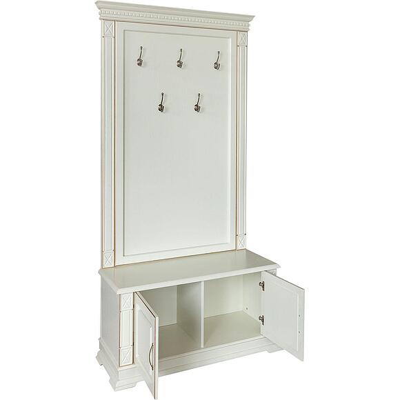 Тумба с вешалкой «Верди Классик» П3.0487.3.05, Основной материал: массив дуба, Цвет: Слоновая кость с золочением