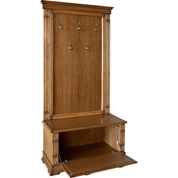 Тумба с вешалкой «Верди Классик» П3.0487.3.06, Основной материал: массив дуба, Цвет: Дуб рустикаль с патинированием