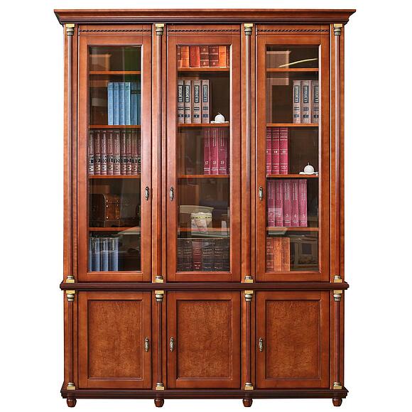 Шкаф для книг «Валенсия Классик» П3.0589.2.06, Основной материал: массив березы, Цвет: Каштан