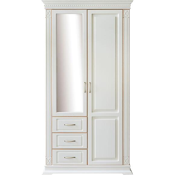 Шкаф комбинированный для прихожей «Верди Классик» П3.0487.3.12, Основной материал: массив дуба, Цвет: Слоновая кость с золочением