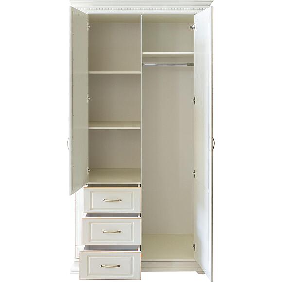 Шкаф комбинированный для прихожей «Верди Классик» П3.0487.3.12, Основной материал: массив дуба, Цвет: Слоновая кость с золочением