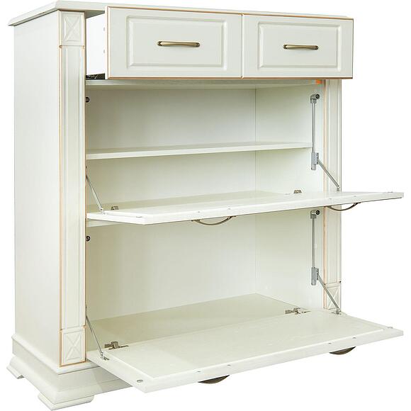 Тумба для обуви «Верди Классик» П3.0487.3.21, Основной материал: массив дуба, Цвет: Слоновая кость с золочением