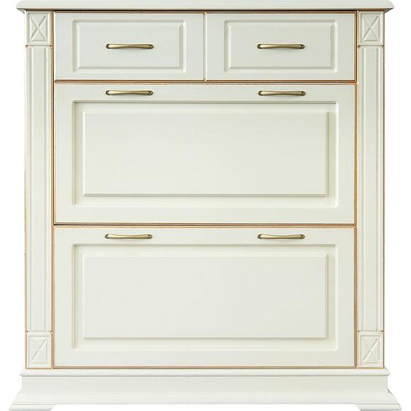 Тумба для обуви «Верди Классик» П3.0487.3.21, Основной материал: массив дуба, Цвет: Слоновая кость с золочением