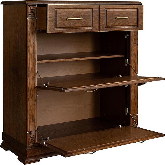 Тумба для обуви «Верди Классик» П3.0487.3.21, Основной материал: массив дуба, Цвет: Черешня с золочением