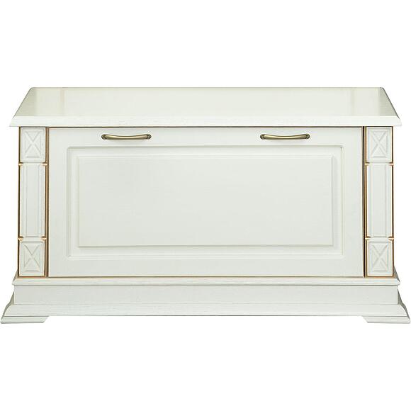 Тумба для обуви «Верди Классик» П3.0487.3.22, Основной материал: массив дуба, Цвет: Слоновая кость с золочением