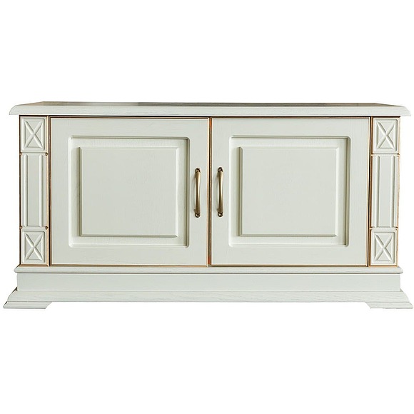 Тумба для обуви «Верди Классик» П3.0487.3.25, Основной материал: массив дуба, Цвет: Слоновая кость с золочением