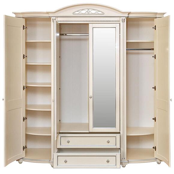 Шкаф для одежды 4д «Валенсия Классик» П3.0589.1.11, Основной материал: массив березы, Цвет: Античная темпера с серебром (shkaf_dlya_odejdy_valensiya_4_p254_11_antich_tempera_serebro_3.jpg) Шкаф для одежды 4д «Валенсия Классик» П3.0589.1.11, Основной материал: массив березы, Цвет: Античная темпера с серебром