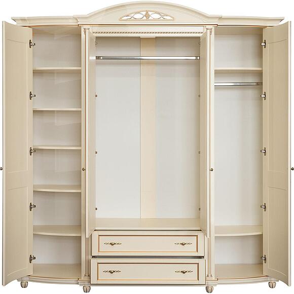 Шкаф для одежды 4д «Валенсия Классик» П3.0589.1.11, Основной материал: массив березы, Цвет: Античная темпера с золочением (Shkaf_Valensiya_P254-11_antichnaya_tempera_s_zolochen.jpg) Шкаф для одежды 4д «Валенсия Классик» П3.0589.1.11, Основной материал: массив березы, Цвет: Античная темпера с золочением