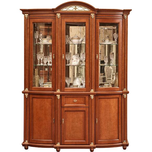 Шкаф комбинированный 3д «Валенсия Классик» П3.0589.0.03, Основной материал: массив березы, Цвет: Каштан