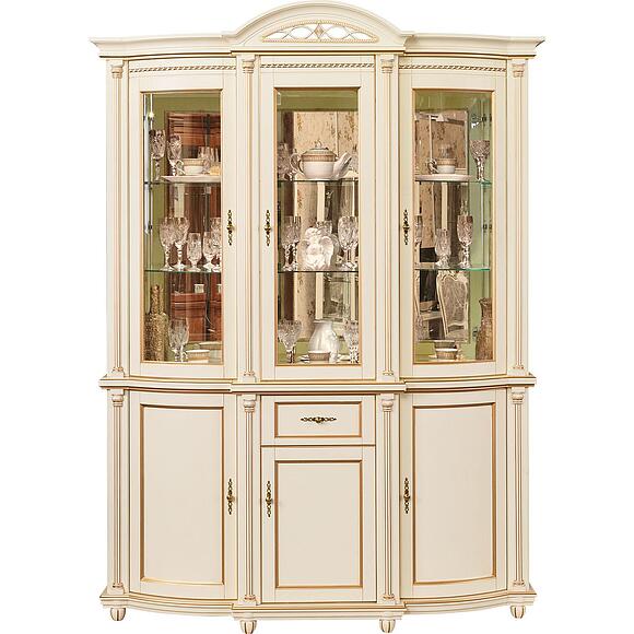 Шкаф комбинированный 3д «Валенсия Классик» П3.0589.0.03, Основной материал: массив березы, Цвет: Античная темпера с золочением