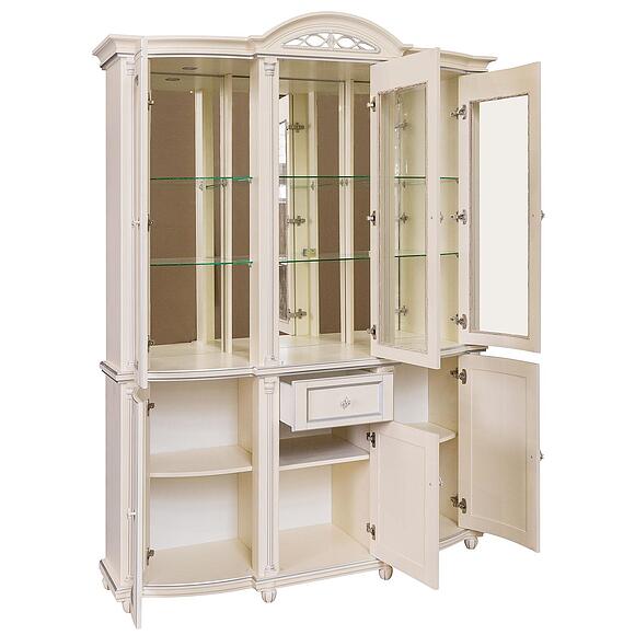 Шкаф комбинированный 3д «Валенсия Классик» П3.0589.0.03, Основной материал: массив березы, Цвет: Античная темпера с серебром