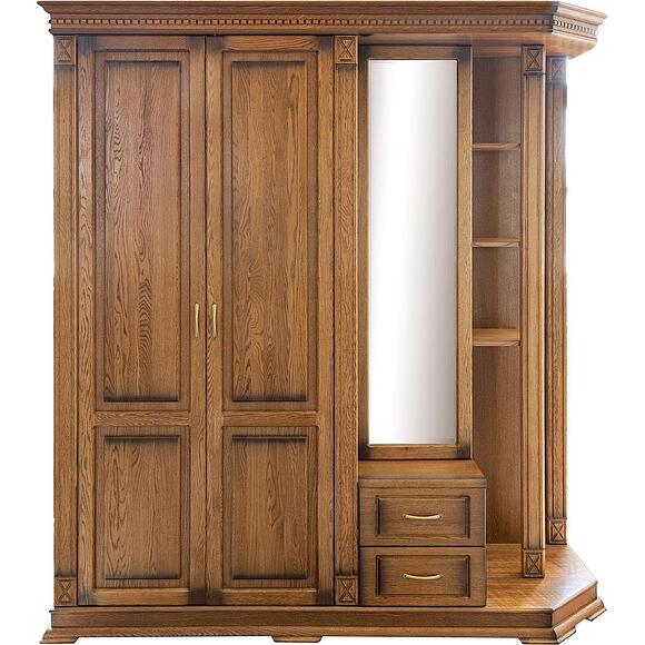 Шкаф комбинированный для прихожей «Верди Классик» П3.0487.3.31, Основной материал: массив дуба, Цвет: Дуб рустикаль с патинированием
