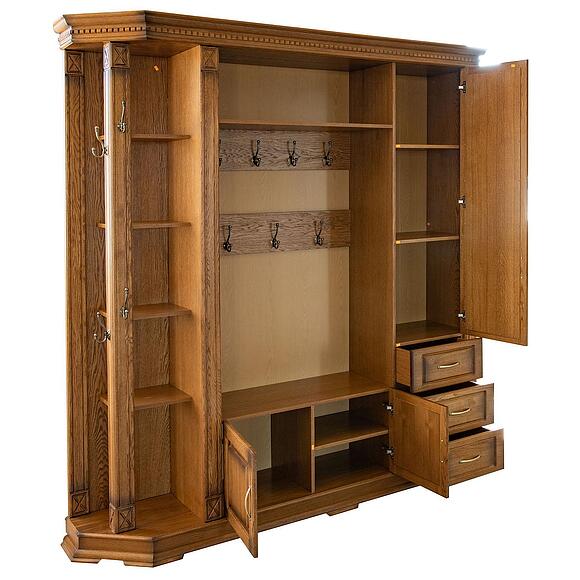 Шкаф комбинированный для прихожей «Верди Классик» П3.0487.3.32, Основной материал: массив дуба, Цвет: Дуб рустикаль с патинированием