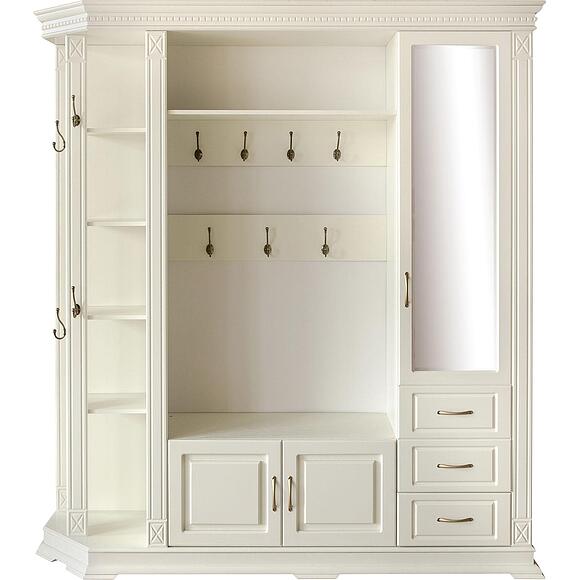 Шкаф комбинированный для прихожей «Верди Классик» П3.0487.3.32, Основной материал: массив дуба, Цвет: Слоновая кость