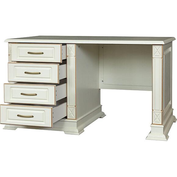 Стол письменный «Верди Классик» П3.0487.2.09-01, Основной материал: массив дуба, Цвет: Слоновая кость с золочением