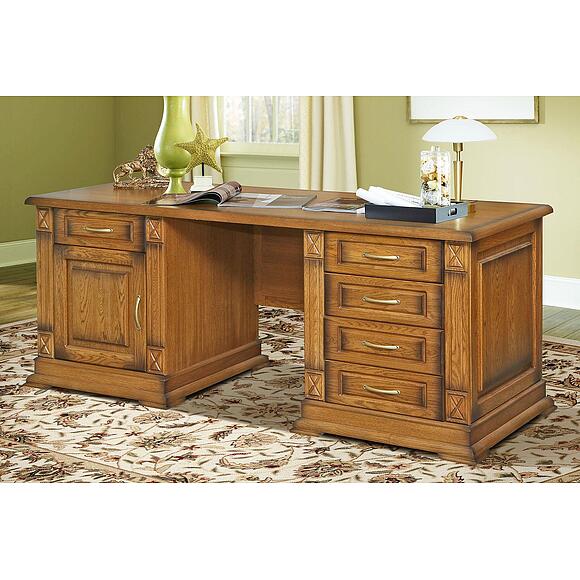 Стол письменный «Верди Классик» П3.0487.2.07, Основной материал: массив дуба, Цвет: Дуб рустикаль с патинированием