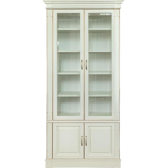 Набор мебели для библиотеки «Верди Классик» П3.0487.2.03, Основной материал: массив дуба, Цвет: Слоновая кость с золочением