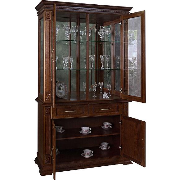 Шкаф комбинированный 2д «Верди Классик» П1.0487.0.19, Основной материал: массив дуба, Цвет: Черешня с золочением