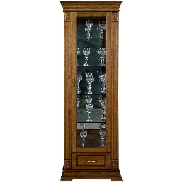 Шкаф-витрина «Верди Классик» П1.0487.0.11, Основной материал: массив дуба, Цвет: Дуб рустикаль (Shkaf-s-vitrinoy_VerdiLux_1z-P487-11z-dub-rustikal-1.jpg) Шкаф-витрина «Верди Классик» П1.0487.0.11, Основной материал: массив дуба, Цвет: Дуб рустикаль