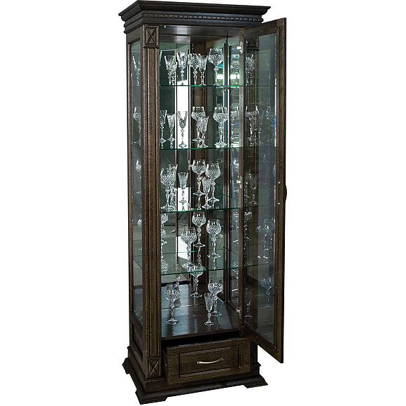 Шкаф-витрина «Верди Классик» П1.0487.0.11, Основной материал: массив дуба, Цвет: Венге (Shkaf-s-vitrinoy-Verdi-Lux_1z-P487-11z-venge2-1.jpg) Шкаф-витрина «Верди Классик» П1.0487.0.11, Основной материал: массив дуба, Цвет: Венге