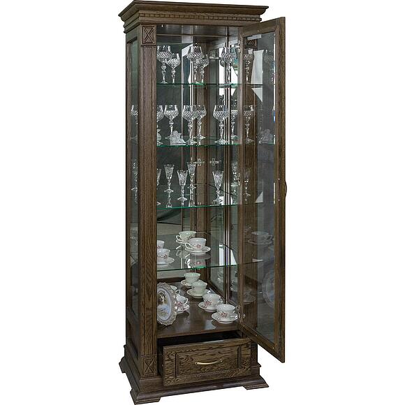 Шкаф-витрина «Верди Классик» П1.0487.0.11, Основной материал: массив дуба, Цвет: Табак (Shkaf_s_vetrinoi_VerdiLuks_1z_P487-11z_tabak-1.jpg) Шкаф-витрина «Верди Классик» П1.0487.0.11, Основной материал: массив дуба, Цвет: Табак