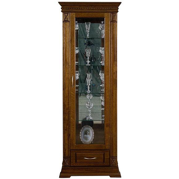 Шкаф-витрина «Верди Классик» П1.0487.0.11, Основной материал: массив дуба, Цвет: Черешня (Shkaf-s-vitrinoy-Verdi-Lux_1z-P487-11z-chereshnya-1.jpg) Шкаф-витрина «Верди Классик» П1.0487.0.11, Основной материал: массив дуба, Цвет: Черешня