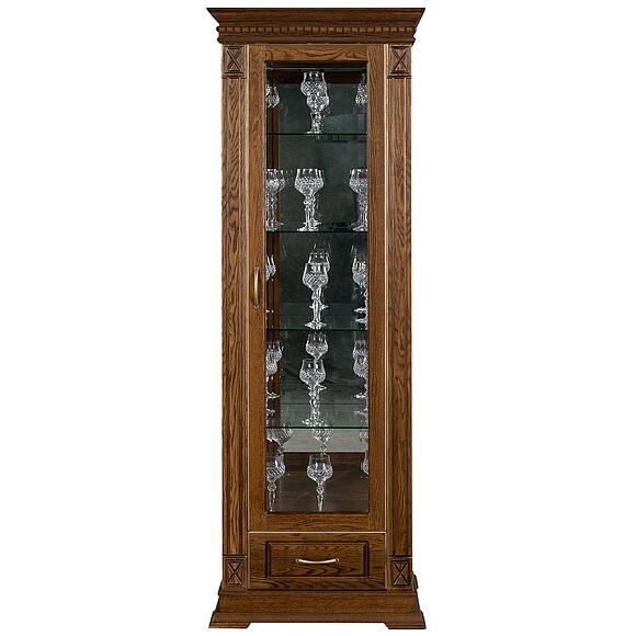 Шкаф-витрина «Верди Классик» П1.0487.0.11, Основной материал: массив дуба, Цвет: Черешня с золочением (Shkaf-s-vitrinoy_VerdiLux_1z-P487-11z-chereshnya-s-zolocheniyem2-1.jpg) Шкаф-витрина «Верди Классик» П1.0487.0.11, Основной материал: массив дуба, Цвет: Черешня с золочением