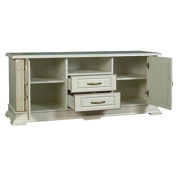 Тумба ТВ «Верди Классик» П1.0487.0.10, Основной материал: массив дуба, Цвет: Слоновая кость с золочением