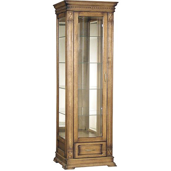 Шкаф-витрина «Верди Классик» П1.0487.0.11-01, Основной материал: массив дуба, Цвет: Дуб рустикаль с патинированием