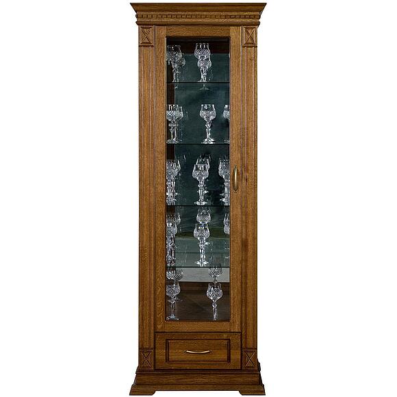 Шкаф-витрина «Верди Классик» П1.0487.0.11-01, Основной материал: массив дуба, Цвет: Дуб рустикаль