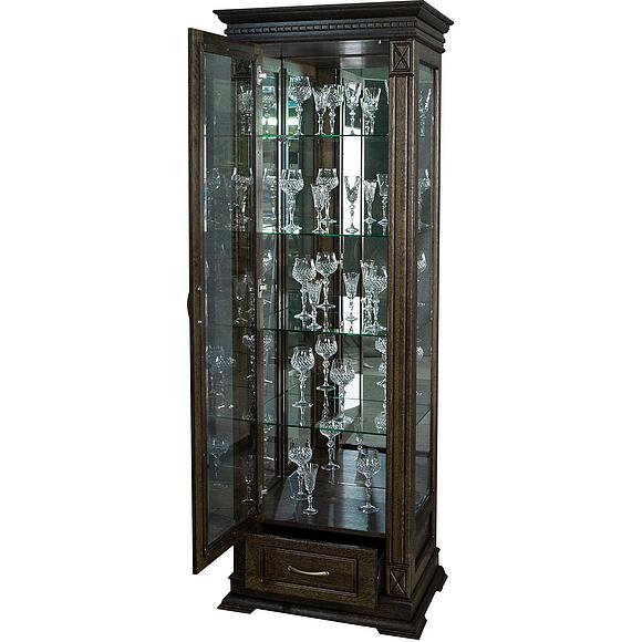 Шкаф-витрина «Верди Классик» П1.0487.0.11-01, Основной материал: массив дуба, Цвет: Венге