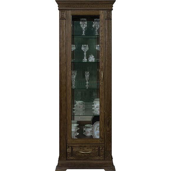 Шкаф-витрина «Верди Классик» П1.0487.0.11-01, Основной материал: массив дуба, Цвет: Табак