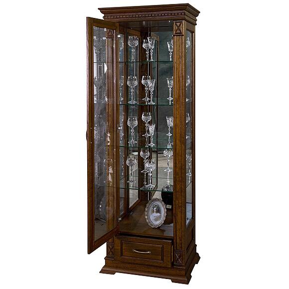 Шкаф-витрина «Верди Классик» П1.0487.0.11-01, Основной материал: массив дуба, Цвет: Черешня