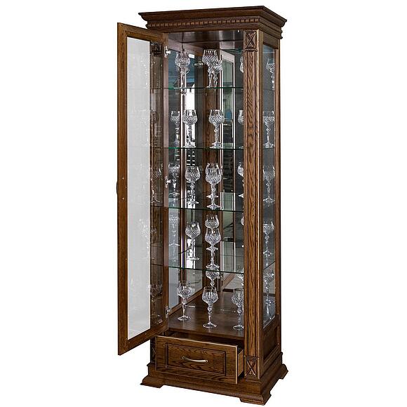 Шкаф-витрина «Верди Классик» П1.0487.0.11-01, Основной материал: массив дуба, Цвет: Черешня с золочением