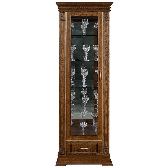 Шкаф-витрина «Верди Классик» П1.0487.0.11-01, Основной материал: массив дуба, Цвет: Черешня с золочением