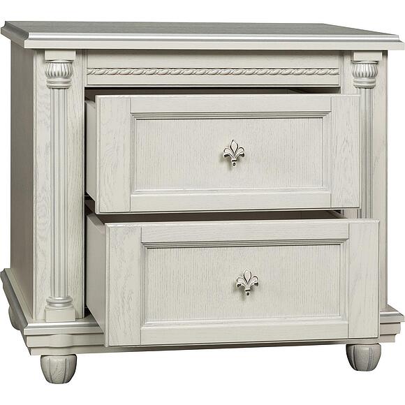 Тумба прикроватная «Валенсия Д Классик» П03.591.1.12, Основной материал: массив дуба, Цвет: Слоновая кость с серебром